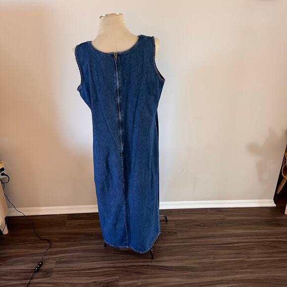 Y2K 2000s Creek Denim Jumper Maxi Dress Stud Detail Plus Sz 18 Cottagecore - Picture 4 of 10